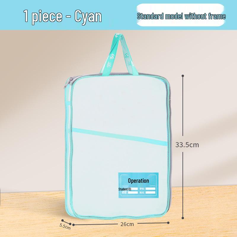 L-shaped Transparent Zippered Mesh File Bag - Student Handheld Book Bag for Exams