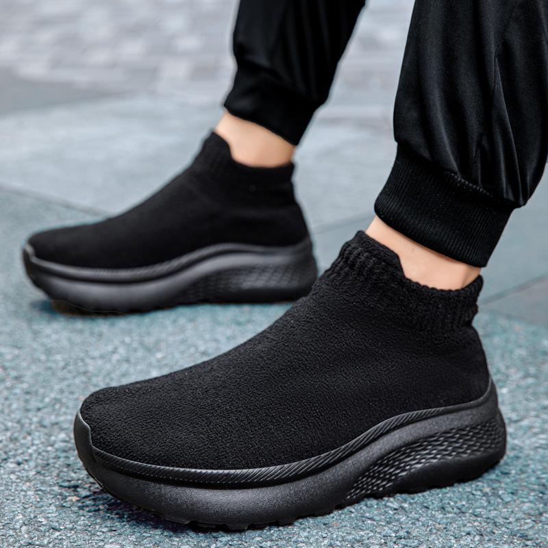 New spring fly-woven socks and shoes for couples with wide feet and velvet thick soles, comfortable and casual daily commuting
