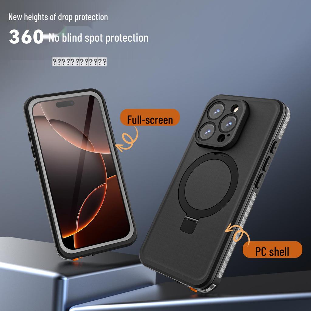 TB Series iPhone 16 Waterproof Case with Magnetic Stand and Drop Protection