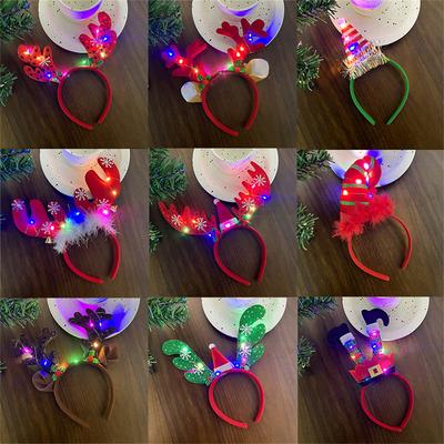 Weihnachts-Stirnband, Rentier-Geweih, leuchtendes Haarband, Weihnachts-Kopfbedeckung für Frauen und Mädchen, Festival-Party, Haar-Accessoires