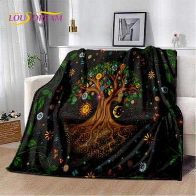Nordic Mythology Yggdrasil Nature Tree of Life Decke, weiche Flanell-Überwurfdecke für Zuhause, Schlafzimmer, Bett, Sofa, Picknick, Büro, Kinder