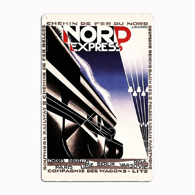 NORD EXPRESS Vintage Eisenbahnplakat Metallschild Club Innenraum Dekoration Benutzerdefinierte Blech Haus Wanddekoration