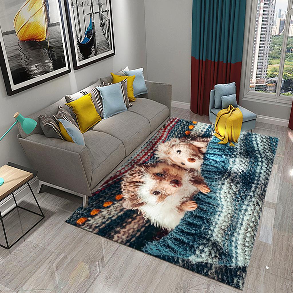 3D Hedgehog Carpet Cute Animal Rugs for Living Room Bedroom Floor Area Decor Mats Bathroom Toilet Door Entrance Non-slip Carpet