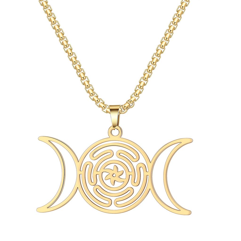 Triple Moon Hecate Necklace For Witches Symbol Witches Knot Necklace Wheel Symbol Necklace