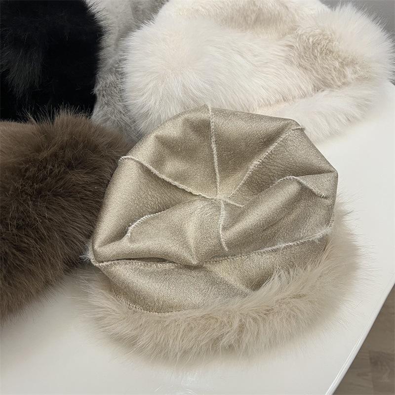 Winter warm hat women's imitation fur long rabbit fur dome fashion ear protection cold pullover hat northern wind and snow hat