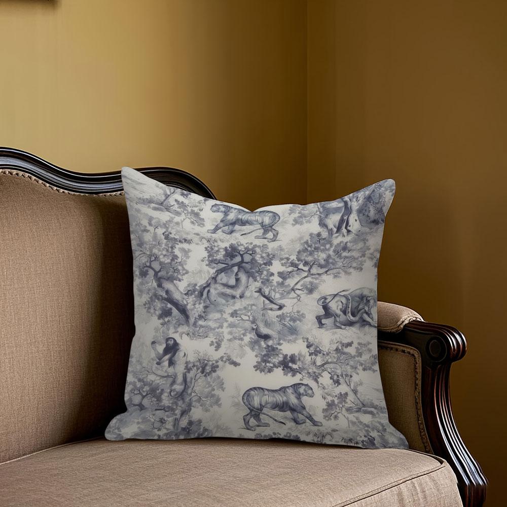 Jmg Clothing Unisex Vintage Safari Tapestry Square Jacquard Pillow Cover For Sofa Office Waist Cushion Cover Home Decorative Pillowcase