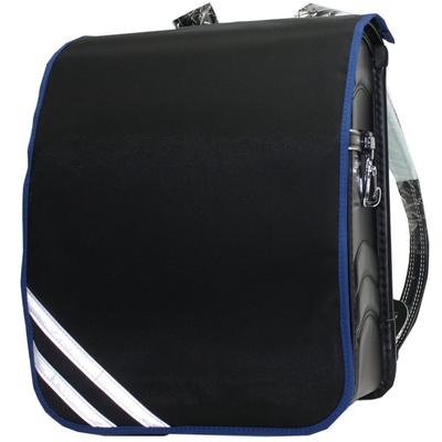 Cover for School Size Solid Black with a Combination of Black and Blue Diagonal Reflective Tape Water-repellent Backpacks, L,