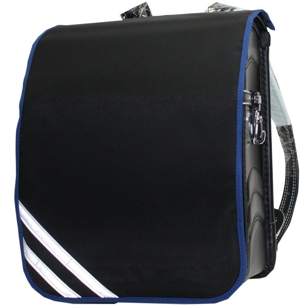 Cover for School Size Solid Black with a Combination of Black and Blue Diagonal Reflective Tape Water-repellent Backpacks, L,