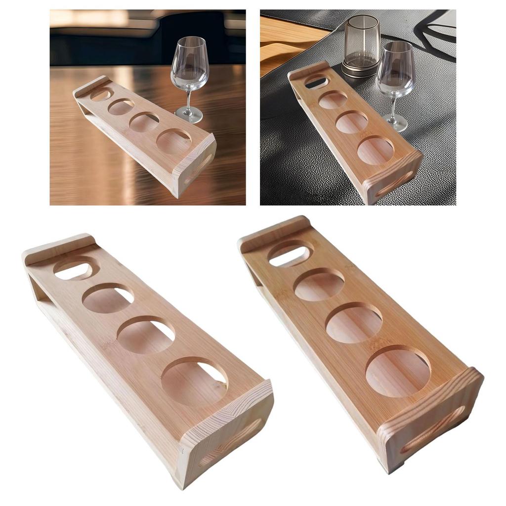 Shot Glass Holder Free Standing Tea Cup Storage Shelf Bamboo Cup Stand Display for Tabletop Coffee Countertop Kitchen Pantry