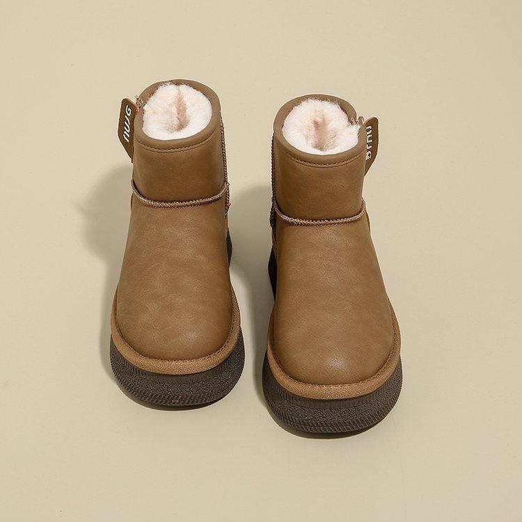 Cowhide Version~ Leather Thickened Snow Boots Women's 2025 Winter New Thick-soled Zipper Warm Casual Non-slip Cotton Boots