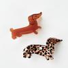 2026 Neuer Süßer Dackel Hund Haarspange Retro Leopardenmuster Uni Braun Acryl Haifischklemme Lustiges Tier Haaraccessoire Für Wo