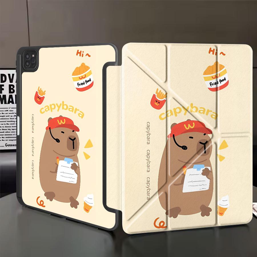 Work Capybara Holder Cover Tablet Case For iPad Mini 6 7 Air 4 5 M3 M2 1 2 M4 11inch Pro 11th 10th 9th 8th 7th 12.9inch Pro 2025 iPad Mini 7 8.3