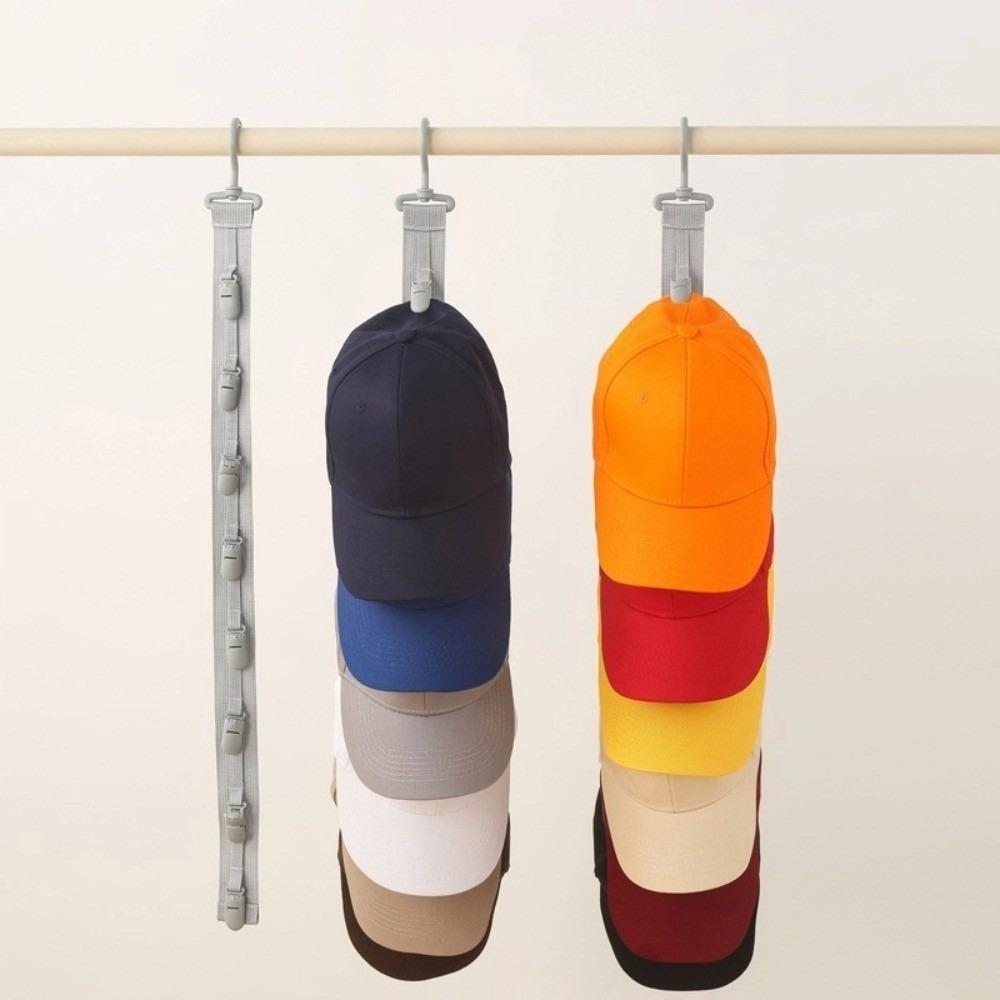 Portable with 8 Clips Wardrobe Hat Rack with Hook Multipurpose Hat Organizer Display Space Saving Hat Hanger Bedroom