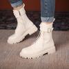 Martin boots women's medium boots new thin velvet heightened flat-bottomed thick-soled short boots locomotive knight boots women's boots