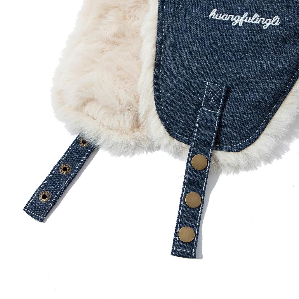 Clakllie Flight Pilot Cold Weather Hat with Ear Perfect for Outdoor Fall and and Hiking Cap, Cap, Denim, Flaps, Embroidered, Warm, Fluffy, Activities,