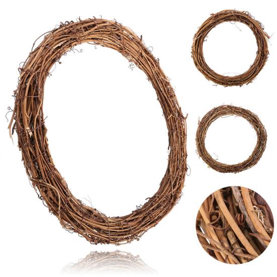 Rattan Wreath Eco-friendly Home Decor Portable Xmas Flexible Dried Rattan Ring for Garden