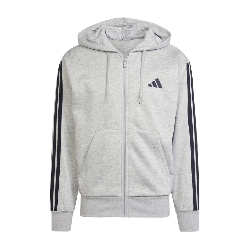 adidas Mens 3 Stripes Fleece Full Zip Hoodie