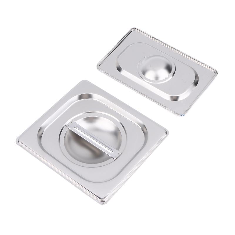 Stainless Steel 1/9 1/6 1/4 1/3 1/2 1/1 Food Pan Lid Steam Table Pan Covers Notched Lids With Handle Lock Heat