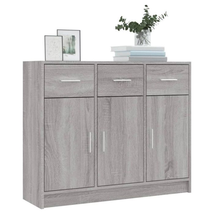 VidaXL Buffet sonoma gris 91x28x75 cm bois d'ingénierie 823014