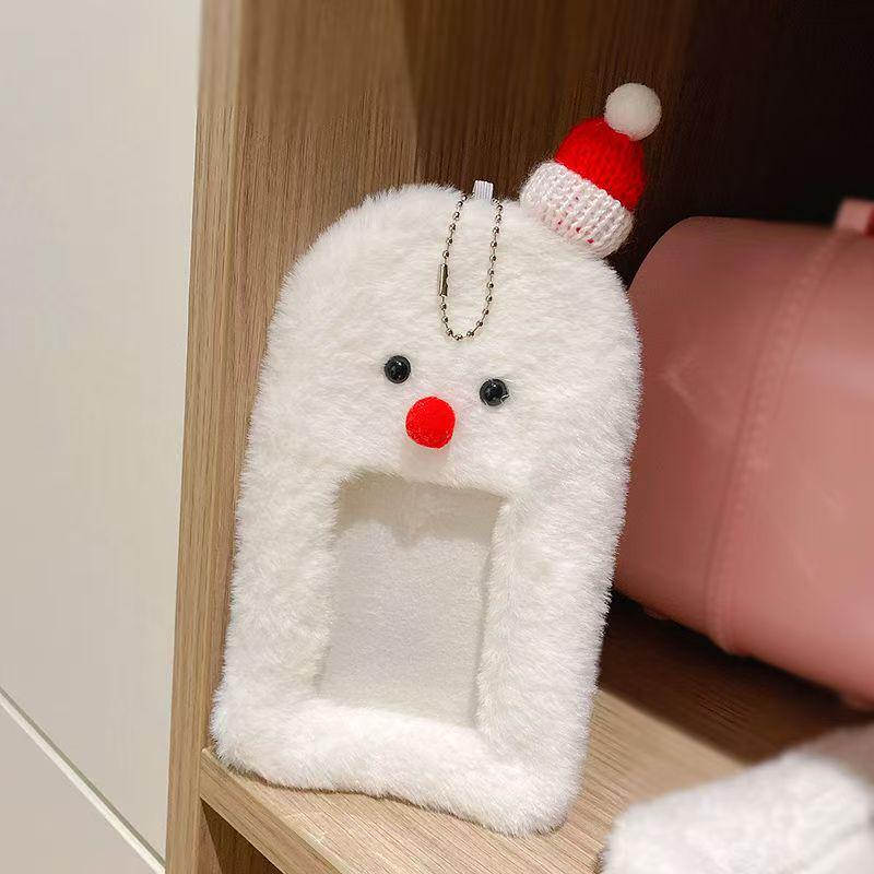 Chaveiro de Mochila de Pelúcia de Animal Fofo e Porta-Cartões - Pingente de 3 Polegadas para Fotos e Cartões
