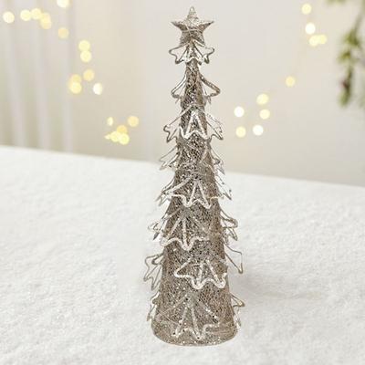 Schmiedeeisen Weihnachtsbaum LED-Licht Champagner Glitzer Weihnachtsbaum Tischdekoration Künstlicher Weihnachtsbaum Schreibtisch Geschenk
