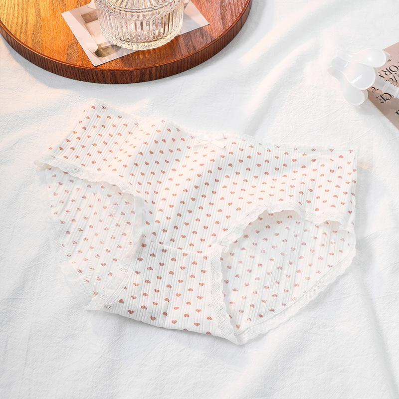 Ladies Spring and Autumn Cute Cartoon Bear Pure Cotton Bottom Crotch Waist Breathable Underwear