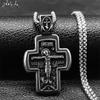 Colier Rusesc Ortodox Creștin cu Cruce Isus pentru Bărbați Colier cu Crucifix din Oțel Inoxidabil Bijuterii Cadou pentru Prieten ZZ284S05