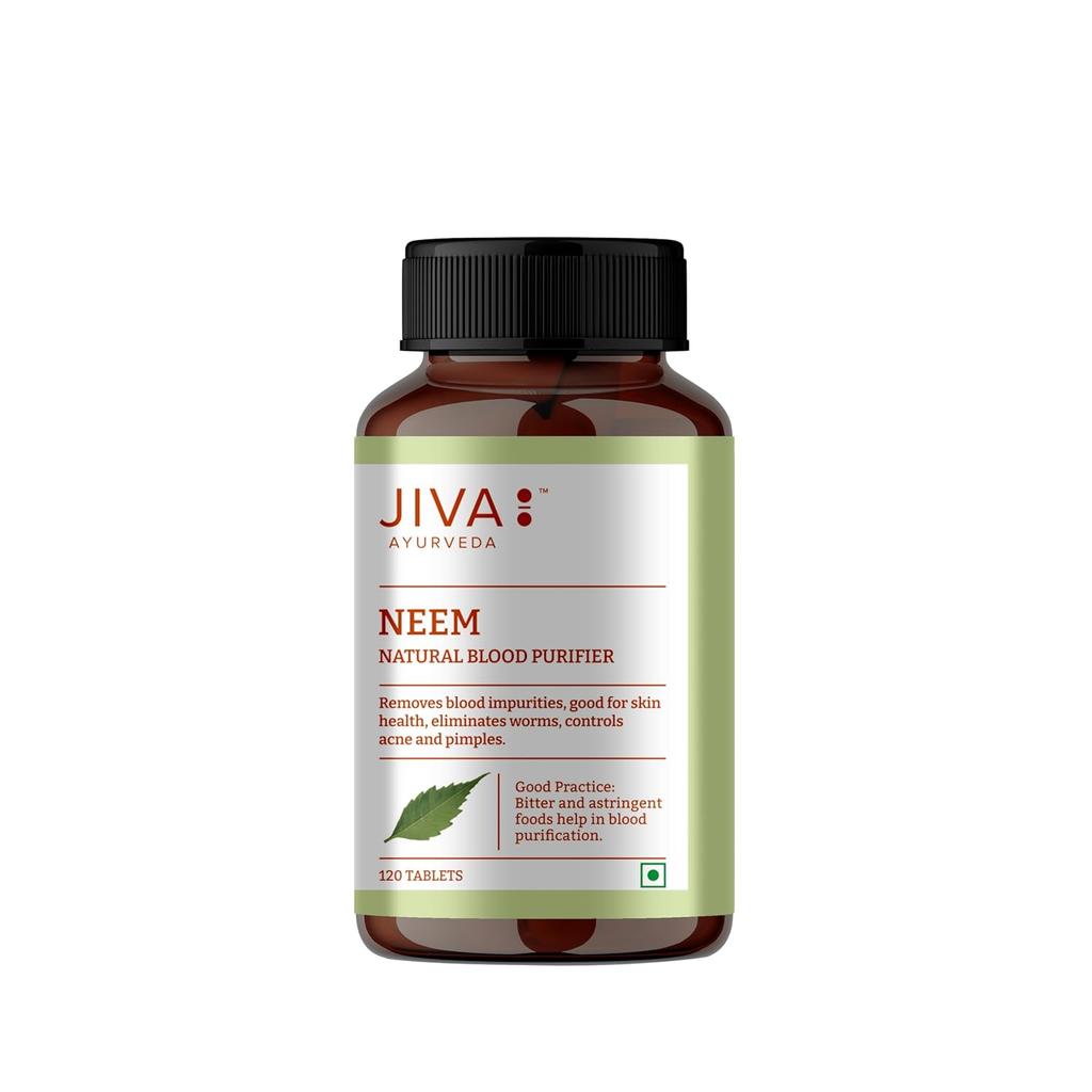 Jiva Neem Tablets 120 X Pack of 4 Natural Ayurvedic Blood Purifier for Healthy Skin and Urinary Support