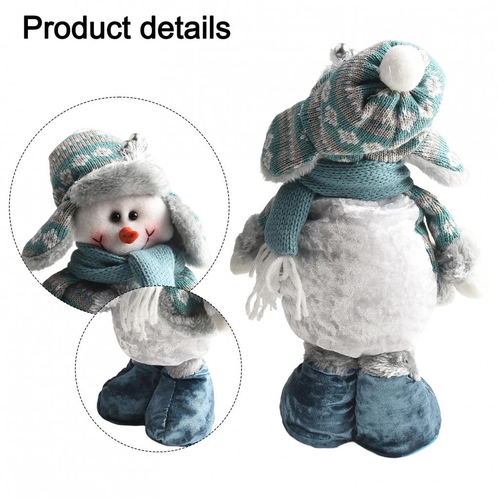 Christmas Blue Fabric Telescopic Santa Claus Snowman Elk Christmas Doll Ornament