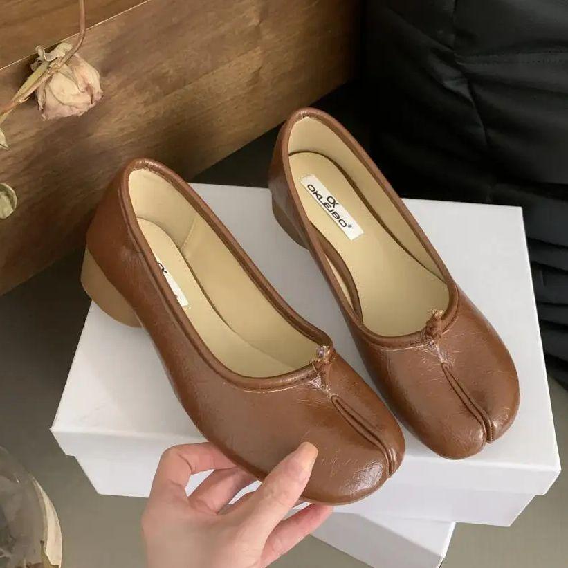 Fashion IPPEUM Split Toe Shoes Gold Women Mary Janes Ballerina Flats Shoes Leather Dress Summer Silver Ballet Shoes