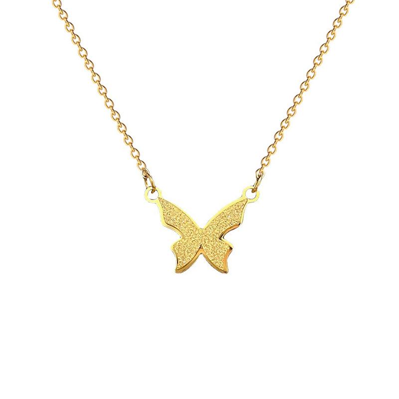 Matte Butterfly Temperament Personality Minimalist Furnace Real Gold Necklace Female Collarbone Chain