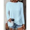 New Spring and Summer Women's Fashion and Casual Solid-color Long-sleeved Round-neck T-shirts