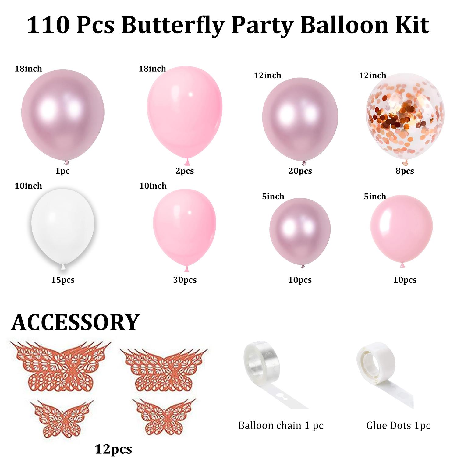 

110PCS pink latex balloon set suitable for birthday parties, weddings, Valentine s Day party decorations Other
