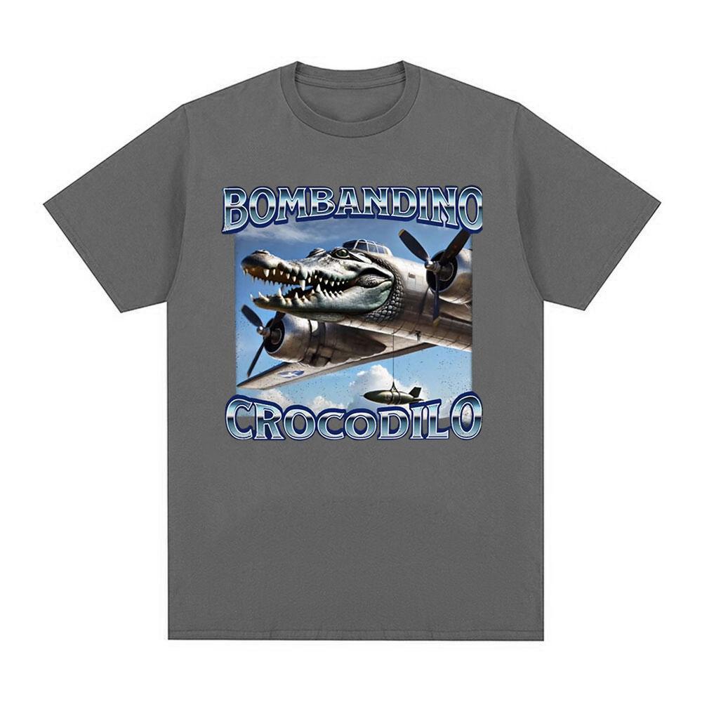 Bombardiro Crocodilo Funny Crocodile Plane Bomber Meme T-shirt Men Women Clothing Casual Cotton Oversized Short Sleeve T Shirts