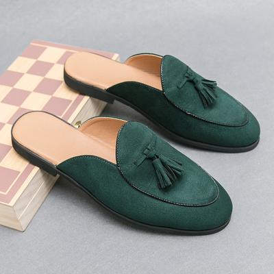 Fashion 2025 Luxury Casual Shoes Suede Leather Men's Half Shoes For Men Round Toe Mules Slides Fashion Designer Comfort Flats Slippers