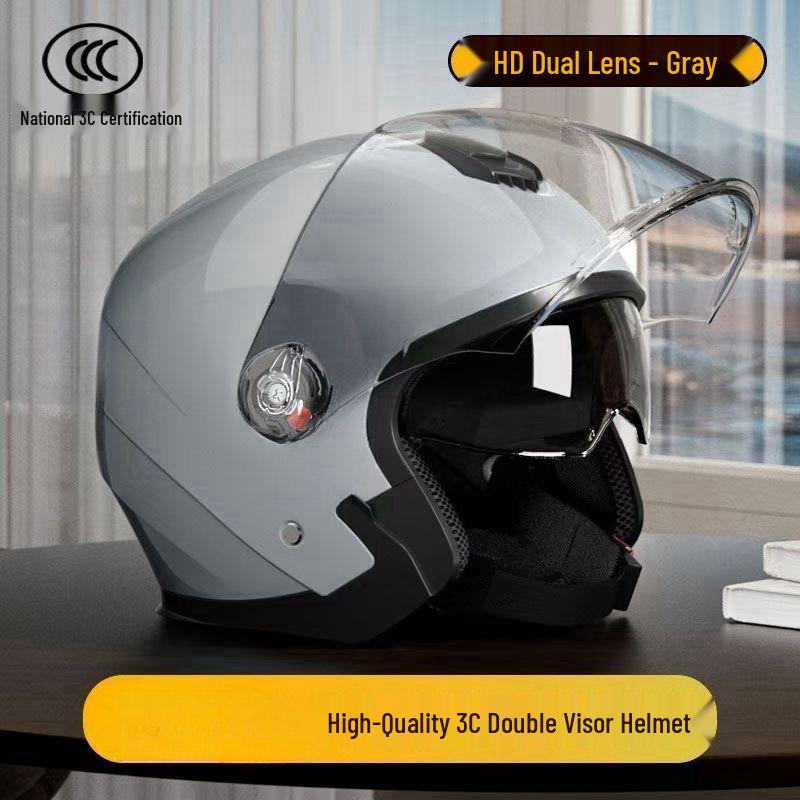 

Unisex Electric Motorcycle Helmet with Cold Protection, Warm Neck Gaiter, Detachable Half Design, Double Visor Protection. See Details