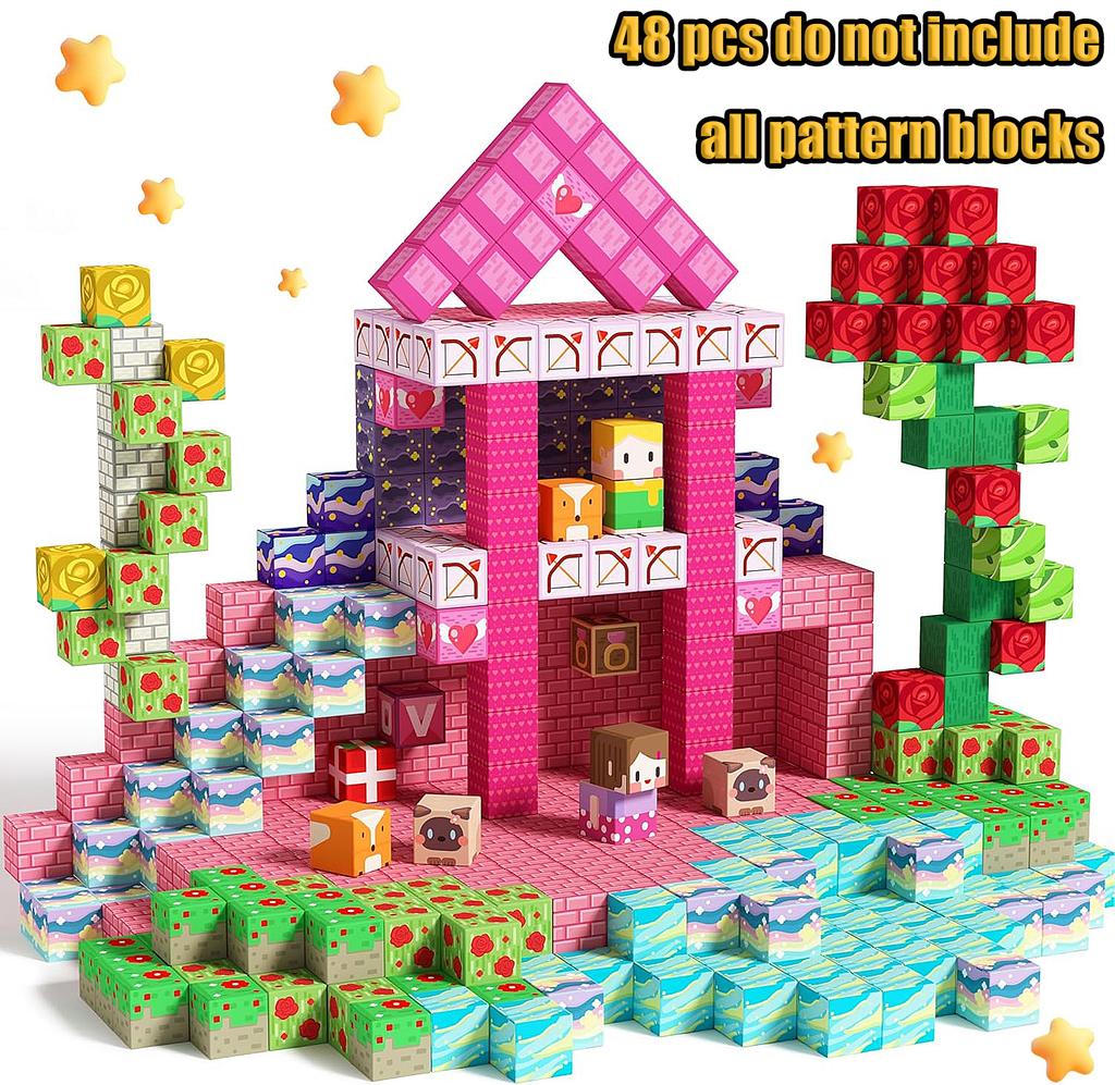 Magnetic Building Blocks Mine World Magnetic Construction Brick Cube Stem Education Sensory Toy Set Gift For Boy Girl Children