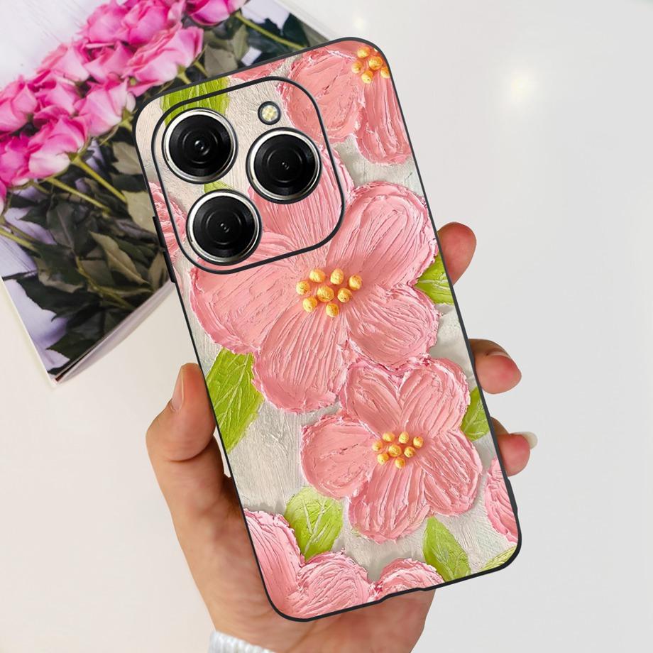 For Tecno Spark 20 Pro Case Liquid Silione Soft TPU Matte Cover Phone Mask On Spark20 20Pro 4G Luxury Pattern Cat Flower Cartoon