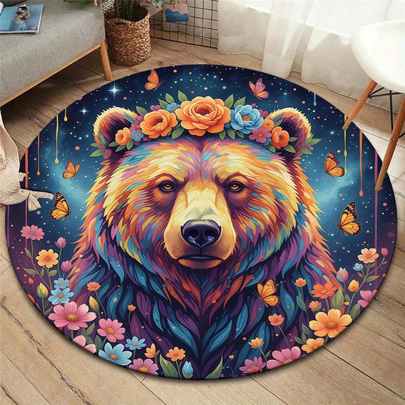 Liquidpaintanimals Round Area Rug,Carpet Rug for Living Room Bedroom Sofa Playroom Decor,Non Slip Floor Mat