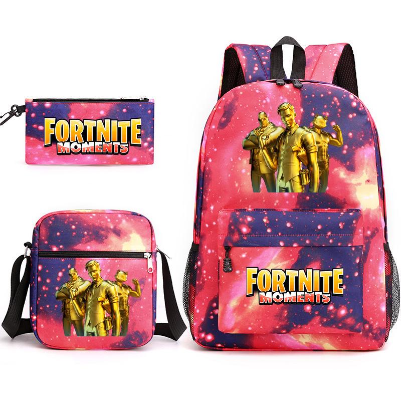 Peripheral Printed Schoolbag 3-Piece Pencil Case Shoulder Bag Backpack