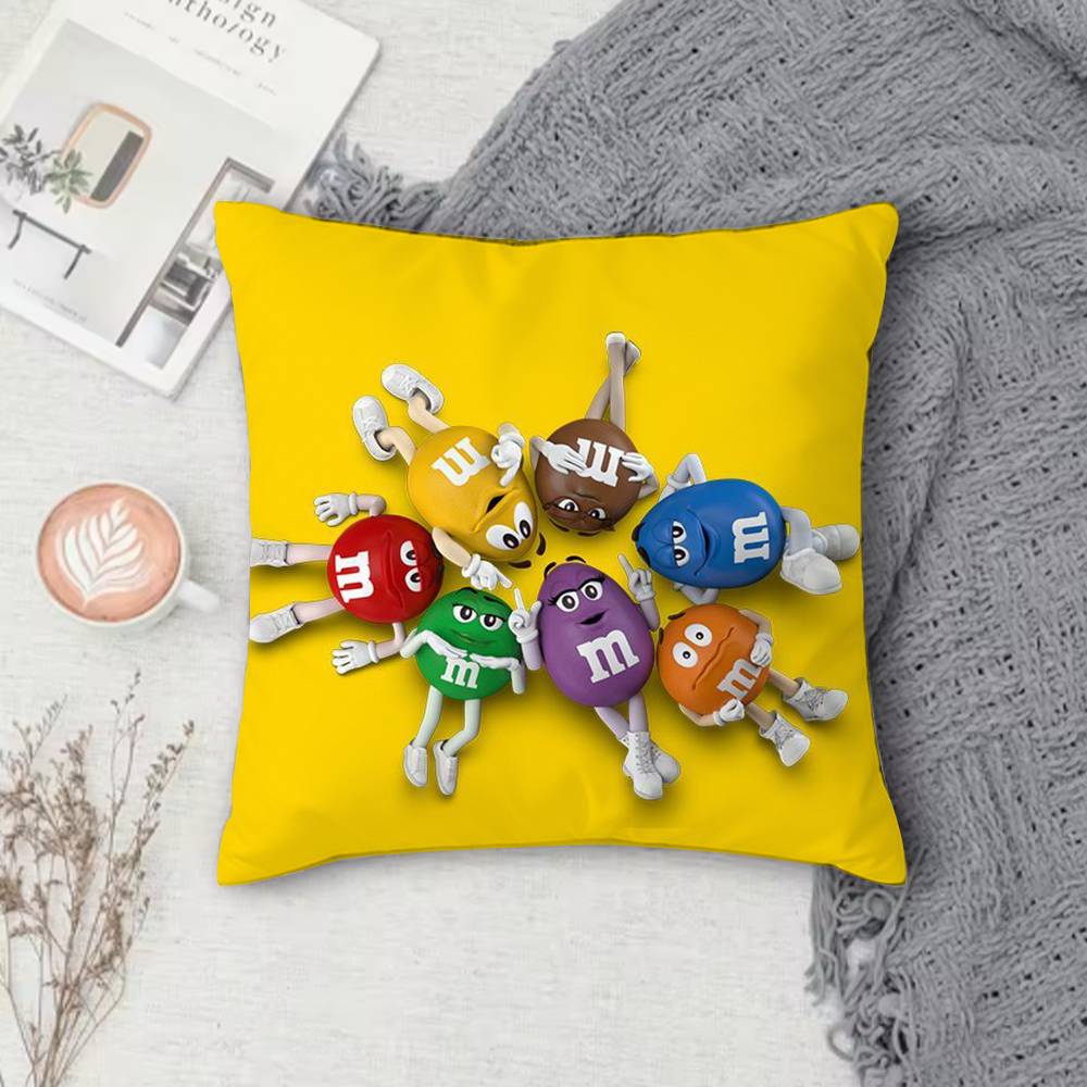 MMMs Chocolate Doublesided Printed Square Pillow Cover Decorative Cushion Cover for Sofa Bedroom Bedside