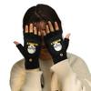 Winter Cycling Cold-proof and Warm Flip-top Plush Female Cute Student Japanese Half-finger Cotton Halloween Luminous Gloves Winter