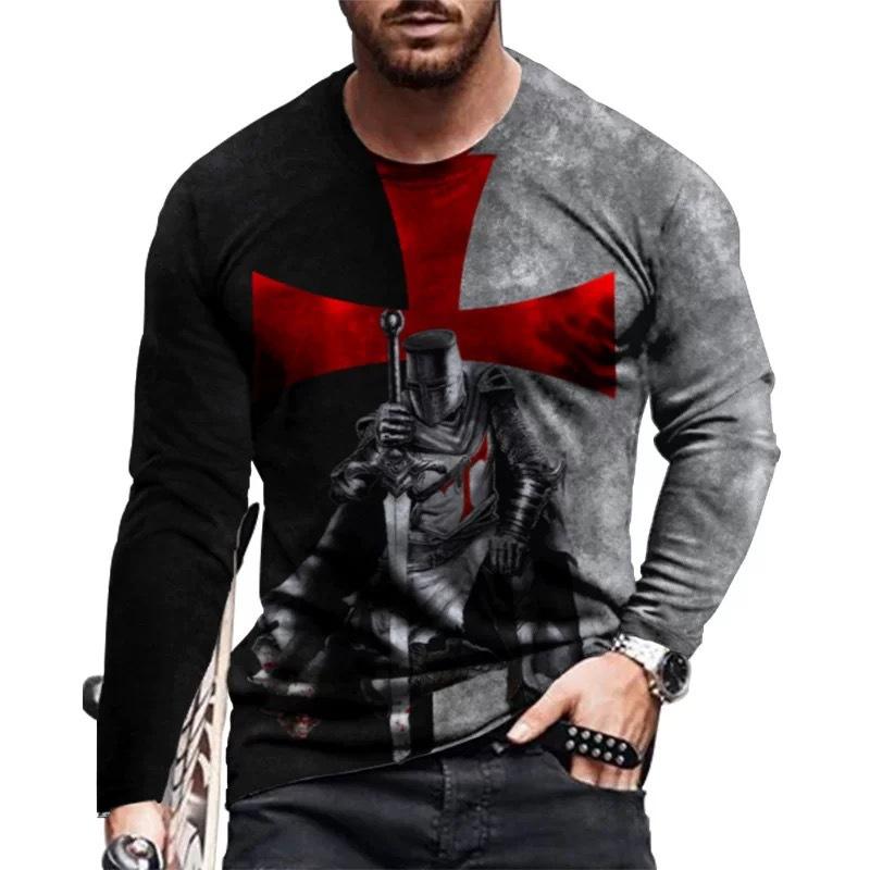 Men'S T-Shirt 3D Digital Printing Outer Wear With Long-Sleeved Casual Top