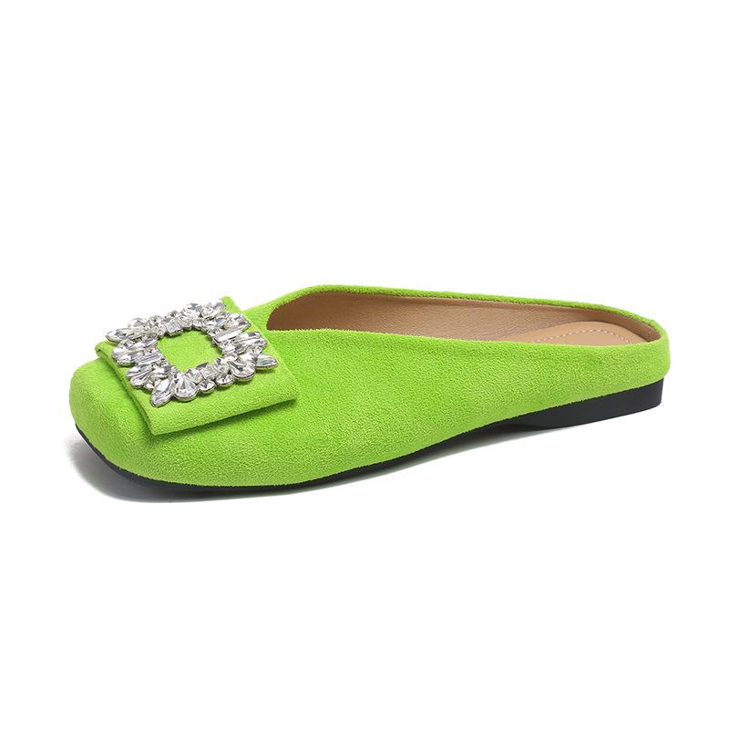 

Женские туфли-лодочки весна 2025 новые супер огонь модные универсальные со стразами квадратный носок неглубокий вырез нежная мягкая подошва нескользящие женские туфли 40 зелёный