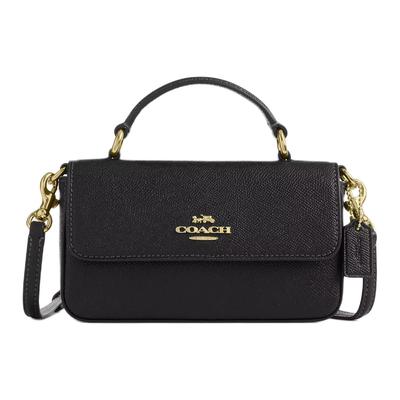 JosieTop Handle 18 Gold Hardware Cross-grain Leather Crossbody Handbag Small Women's Black