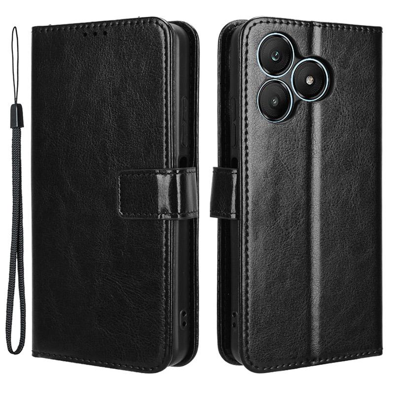 

For Wiko T20 Case Crazy Horse Texture Leather Wallet Flip Phone Cover Black