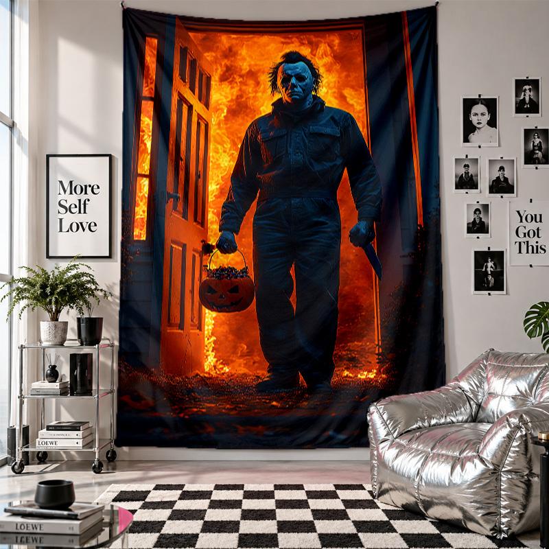 Wall TapestryHalloween Michael Myers Art Hanging Cloth Decorative Background Cover for Room Decoration