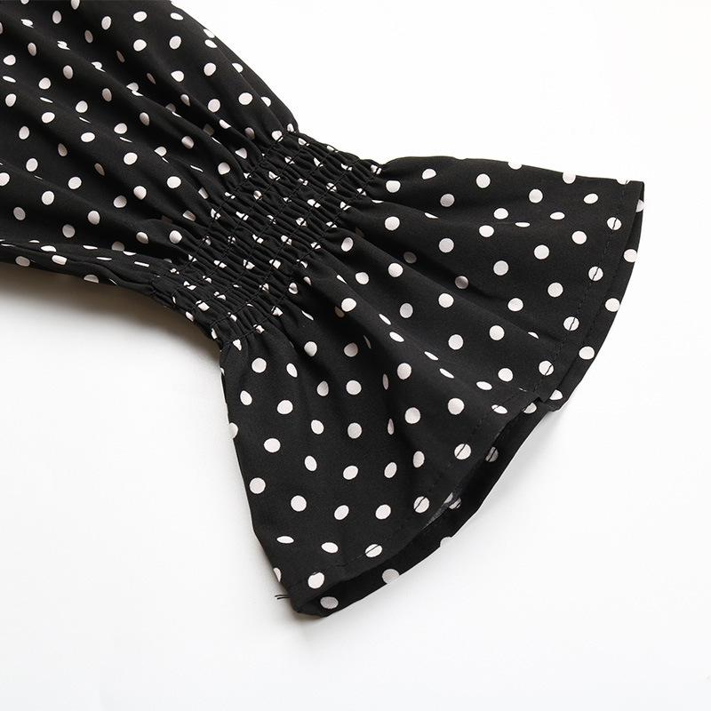 YYFS Women's Fashion Casual Spring Autumn Polka Dot Print Long Sleeve O-Neck Blouses & Shirts