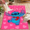 Pink Stitch Heart Background Disney Cartoon Theme Anti-Slip Rug - Polyester, Home Decor, Suitable for Bedrooms, Living Rooms, Doorways, and Studios