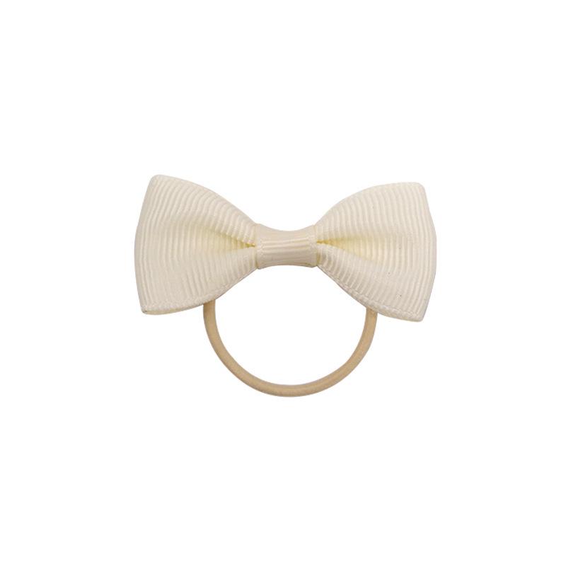 Children’s 2-inch Solid Color Ribbed Hair Tie with Bow – Girls' Flat Knot Elastic Hair Accessories